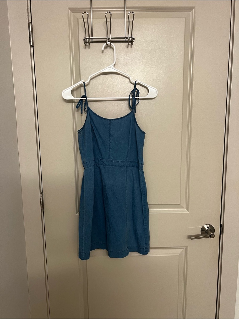 Mini Denim Tie-Shoulder Dress